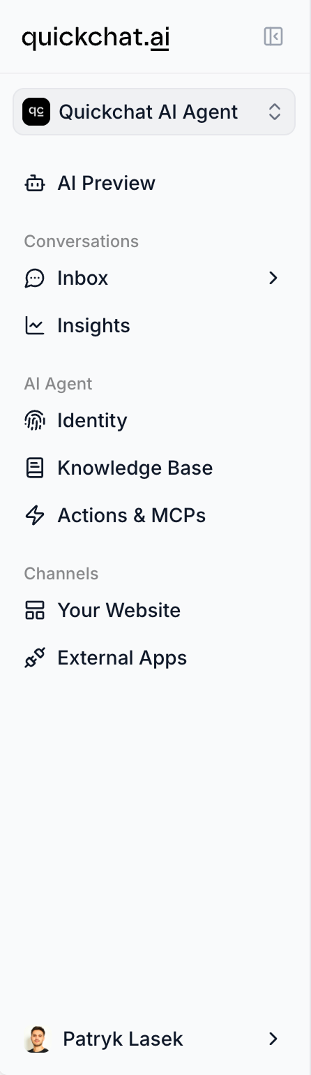 Dashboard navigation sidebar